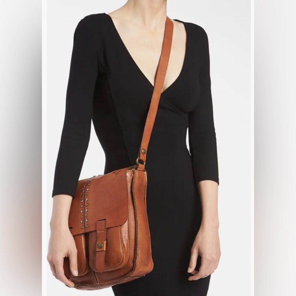 Patricia Nash ARMENO Brown Italian Leather Crossbody Messenger Tan - Picture 2 of 16